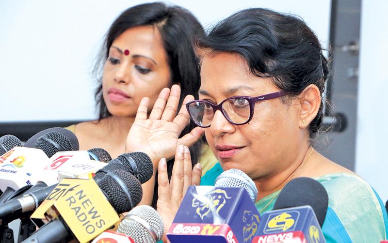 HRC Chairperson Dr. Deepika Udagama addressing the media to announce the HRC’s achievement