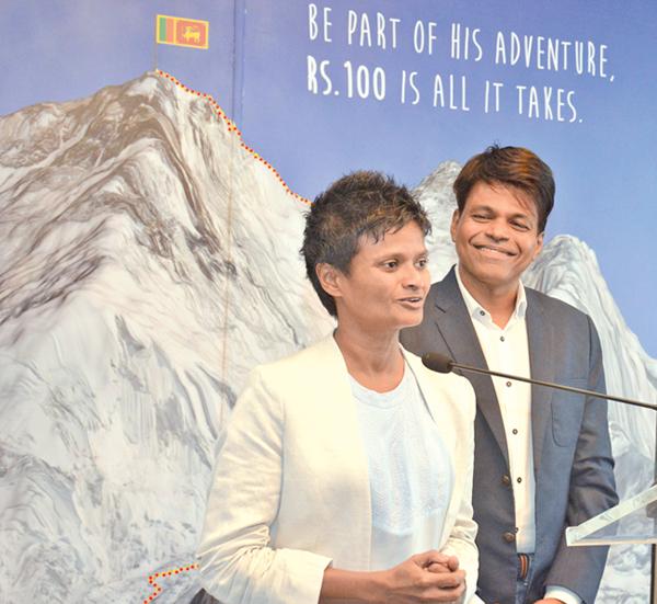  The first Sri Lankan man to conquer Mount Everest Johann Pieris with his partner Jayanthi Kuru-Uthumpala the first Sri Lankan woman to successfully scale the peak. Pic by Sarath Peiris  