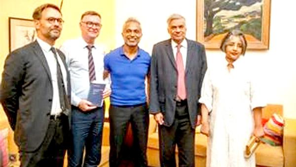 Prime Minister Ranil Wickremesinghe and Maithree Wickremesinghe at the readings. Ambassador of France Jean-Marin Schuh is at extreme left.