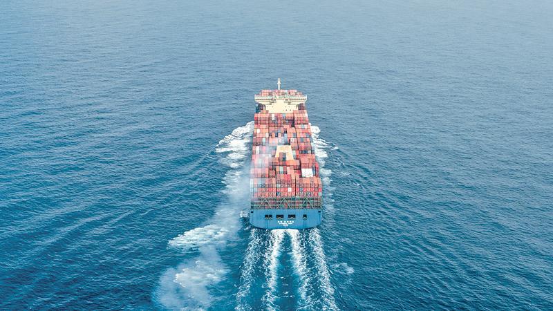 A cargo ship navigating one of the world’s busiest shipping lanes, near Hambantota, in May 2018 Pic: Adam Dean/The New York Times