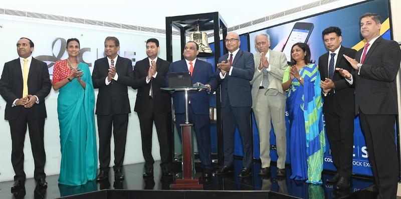 Vallibel chief Dhammika Perera at the ‘Bell Ringing’  ceremony to mark Vallibel One’s entry into the S&P SL 20 Index at  the Colombo Stock Exchange (CSE) last week.   