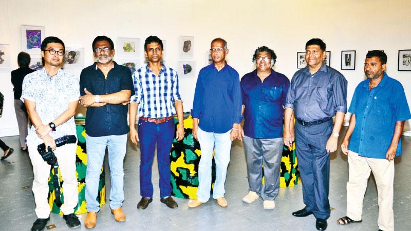 Seven plus One” group from left: Koki Nishida (“plus One”) followed by six of the “Seven”, Kingsley Goonatilake, Kusal Gunasekera, Karunasiri Wijesinghe, Chandragupta Thenuwara, Monty Senerath Colombage, Sameera Kalupahana (person missing is Muhanned Cader)