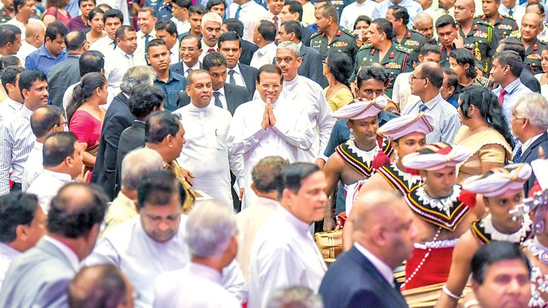 President Maithripala Sirisena at the launch of the ‘National Sustainability Discourse’ held at the BMICH. Picture by President’s Media.
