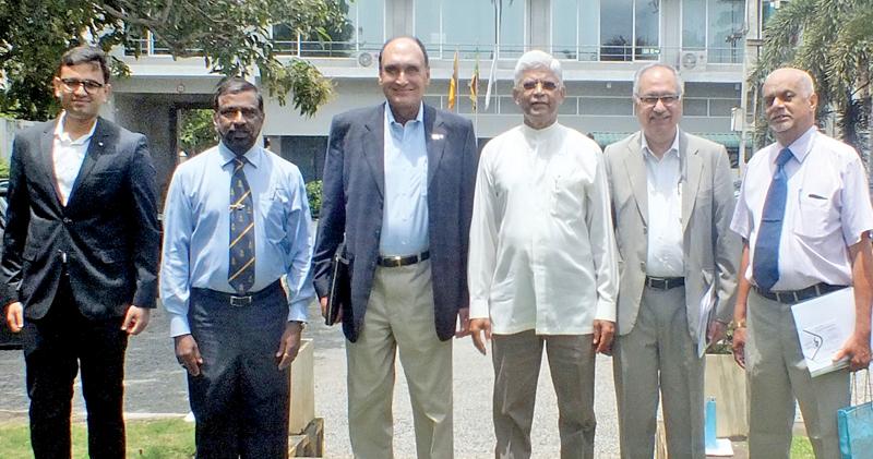 Pathfinders Bernard Goonetilleke, Luxman Siriwardena and Admiral Prof. Jayanath Colambage  with the Delhi Policy Group’s Hemanth K. Singh, Biren Nanda and team member.   