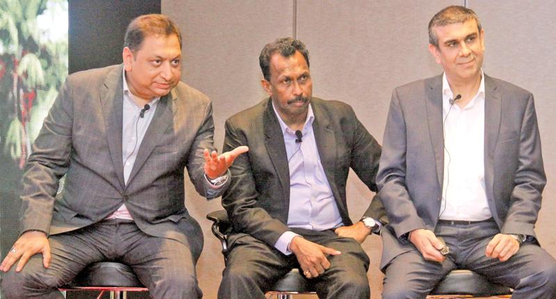 Pankaj Banerjee, Upul Wijesinghe and Nikhil Advani at the media briefing. Pic: Chaminda Niroshana 