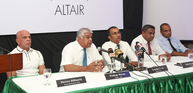Pradeep Moraes - Director Altair (left) and Avancka Herat - Captain RCGC talk to the Press