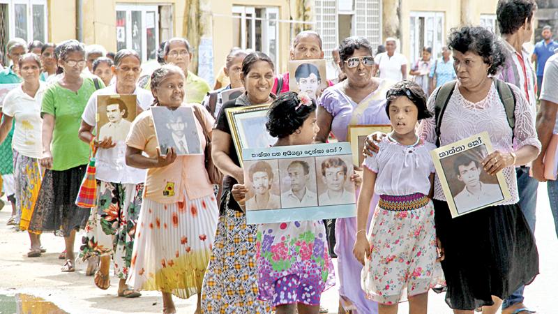 Family members of the disappeared in a protest march - File picture