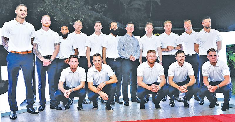 The England ODI cricket squad poses with British High Commissioner in Sri Lanka James Dauris at a function held at Westminster House in Colombo. The squad comprises Eoin Morgan (captain), Joe Root, Jos Buttler, Jonny Bairstow, Moeen Ali, Sam Curran, Tom Curran, Liam Dawson, Alex Hales, Liam Plunkett, Adil Rashid, Jason Roy, Ben Stokes, Chris Woakes, Mark Wood and Olly Stone   (Picture by Herbert Perera)                 