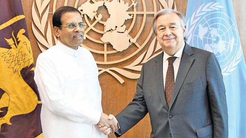 President Maithripala Sirisena meets with UN Secretary General Antonio Guterres