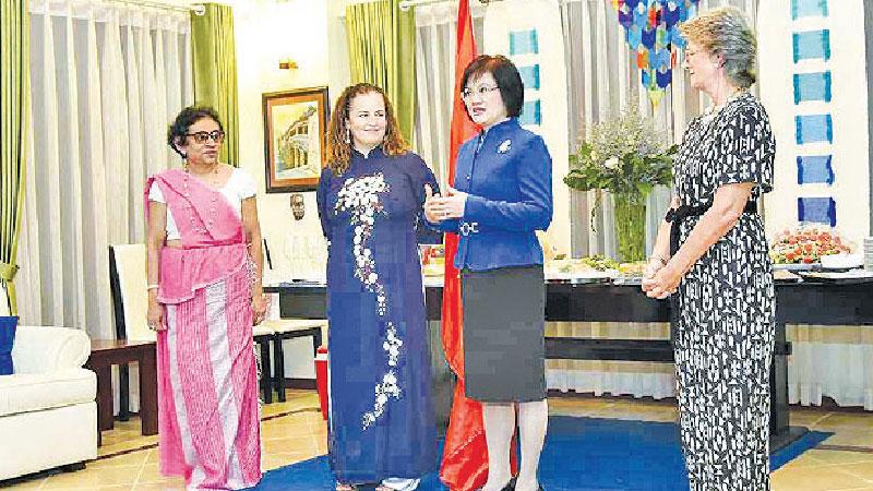 From left – Ambassador of Sri Lanka, Head of UN Women, Spouse of  Deputy Prime Minister and Foreign Minister and Ambassador of Spain   