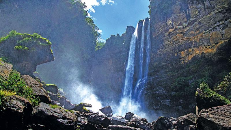 SYLVAN SURROUNDINGS: The Laxapana Falls cascades down with a breathtaking view