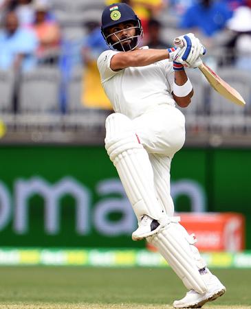 India’s batsman Virat Kohli plays a shot (AFP)