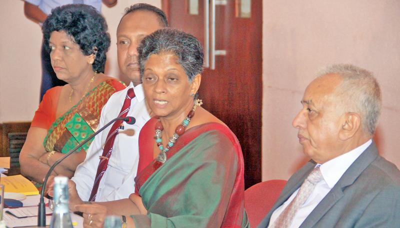 Minister Malik Samarawickrama and EDB officials at the media briefing Pic: Chaminda Niroshana