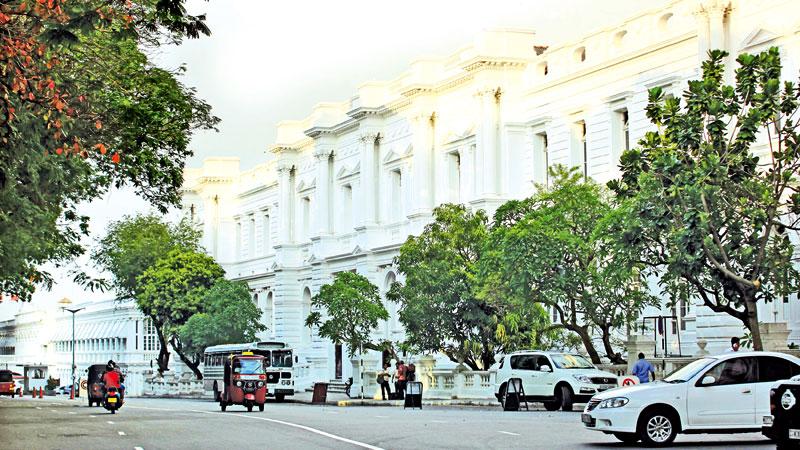 The massive white imposing building of the GPO during colonial times