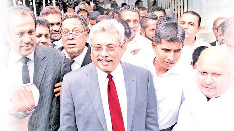 Former defence secretary Gotabhaya Rajapaksa seen outside Colombo Permanent High Court at Bar.  