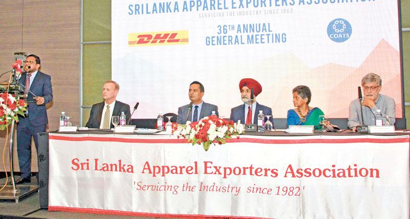 The headtable at the AGM of the Sri Lanka Apparel Exporters Assocition. Pic: Chaminda Niroshana