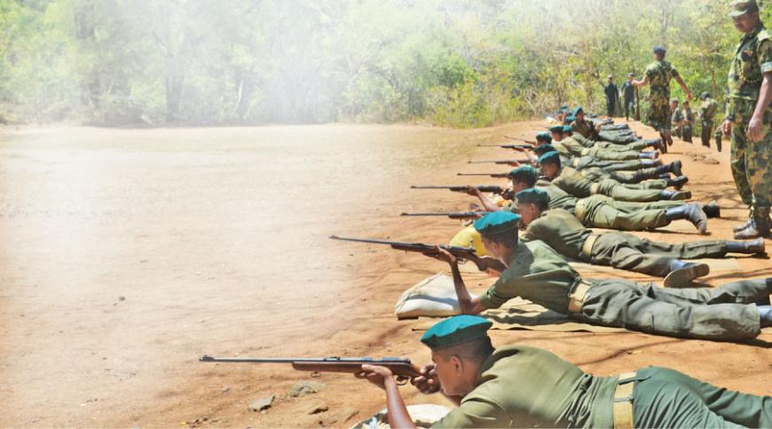 An exercise in shooting at a training camp