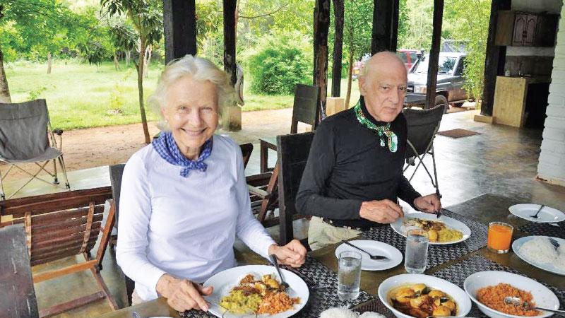 Lady Valda Ondaatje and Sir Christopher Ondaatje...Breakfast Outside Wilpattu National Park