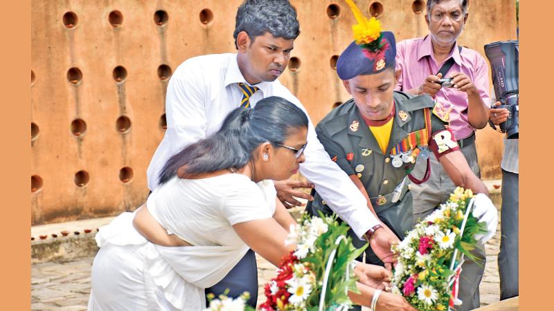 Geethani Kasthuriarachchi at the memorial (Pix Samantha Weerasiri and Gayan Pushpika)