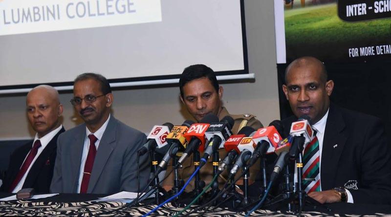 From left: Niranjan Abeywardena former Lumbini, Police and Sri Lanka rugby flanker and Kelum Sujith, Chairman, UAE speaking at a Press conference held at SSC Conference Hall    