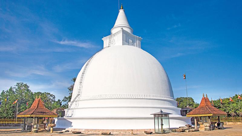 The renovated Seruvila stupa, after over thousand years in isolation which enshrines the relic of Buddha’s Lalata Dathu (forehead bone)   
