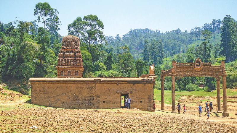 Sri Kathireshan Hindu temple at the reservoir bed of Maussakele