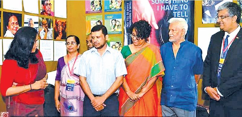 Author Madhubhashini (on left) with G. Britto, Dr. Harini Amarasuriya, Elmo Jayawardene and Dr. Harshana Rambukwella  