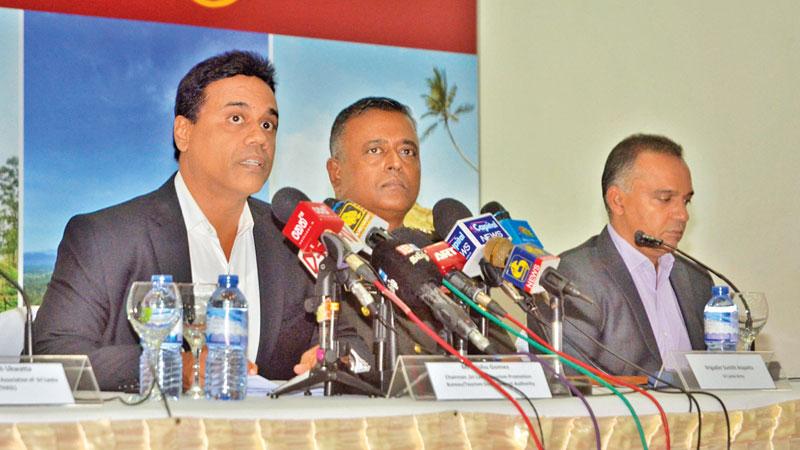 The head table at the media briefing. Pic: Vipula Amarasinghe