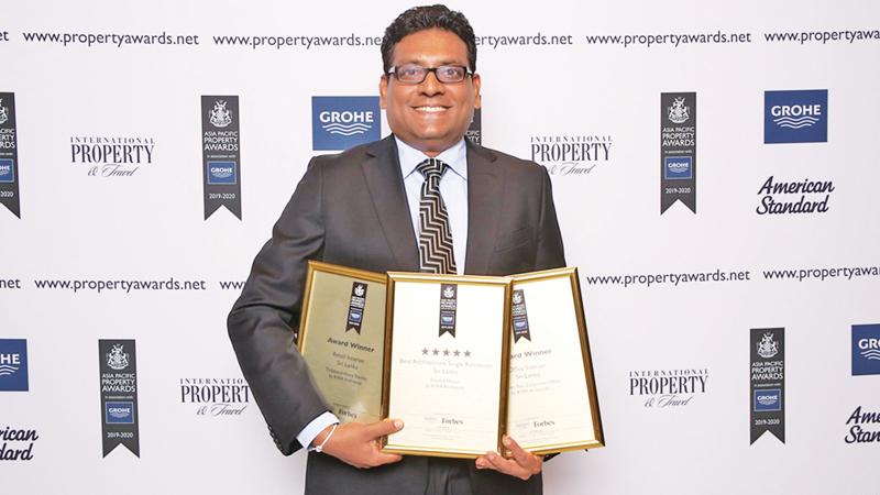 KWA Architects, Partner Thilan Koththigoda with the awards.   