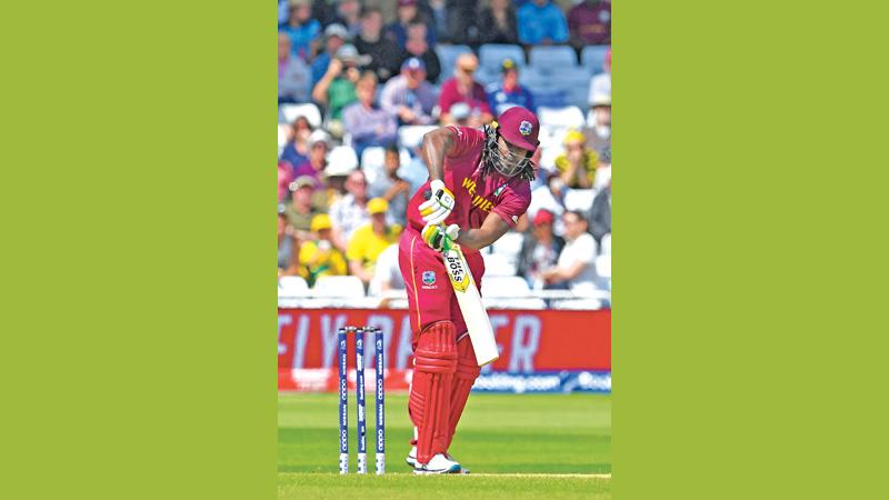 Chris Gayle bats during the match between Australia and West Indies at Trent Bridge (AFP)