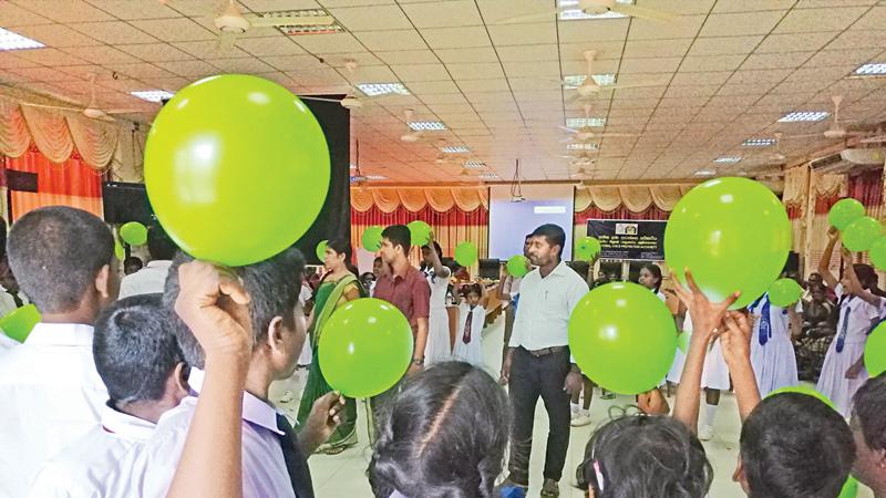 School children in Mullaitivu enjoying a team building activity