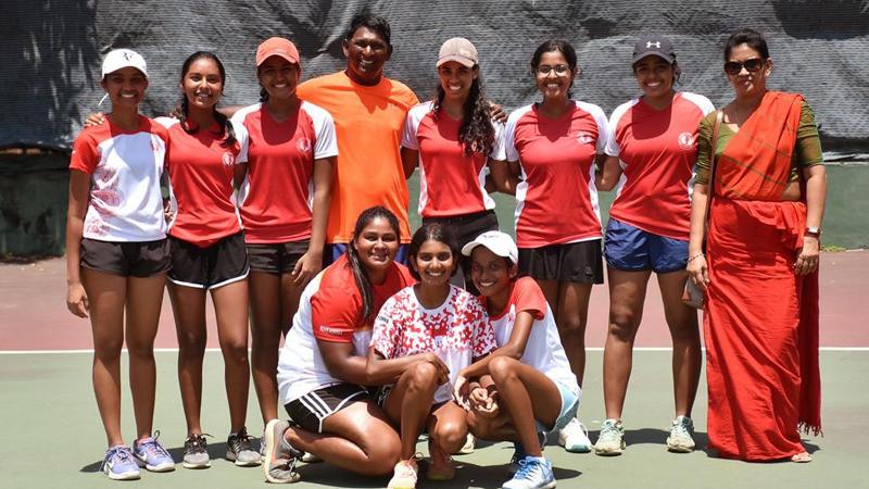 The Ladies College U-19 champion team comprising Alana Seneviratne, Neluni Cooray, Chavini Karunaratne, Michaela Jayasuriya, Aindri Vairavanadan, Manara Madanayake, Indeevari de Silva, Ayenkha Peiris, Yehali Ranasinghe and Rivanka de Silva   