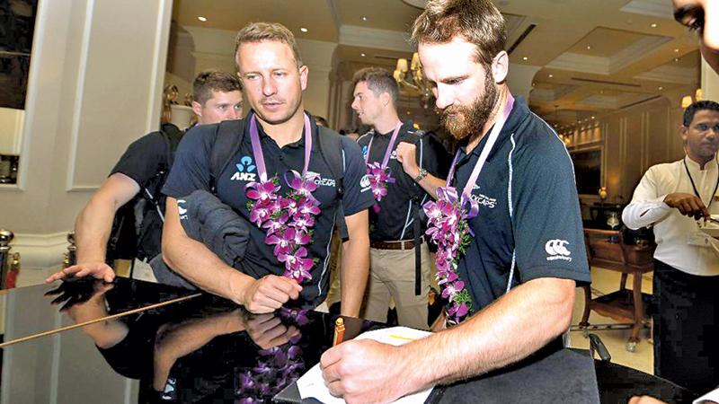 New Zealand captain Kane Williamson arrives with his team in Colombo