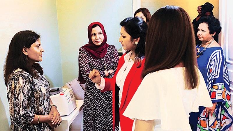 Dr. Shanika Arsecularatne of Christell Skin Clinic in conversation with the  Maldives First Lady Fazna Ahmed.   