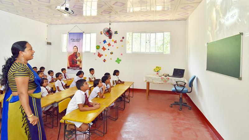 The smart classroom donated by Ceylinco Life to the Siripura Primary School.  