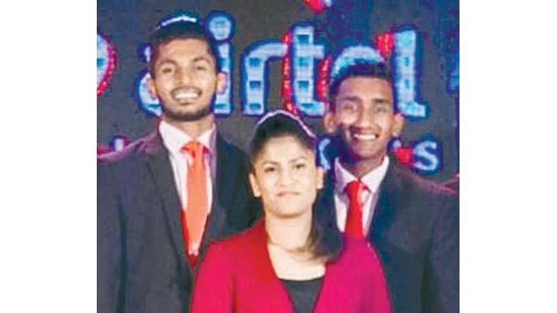 Airtel Fastest winners (from left) Malindu Shehan, Shayani Seneratne and Eshan Malinga