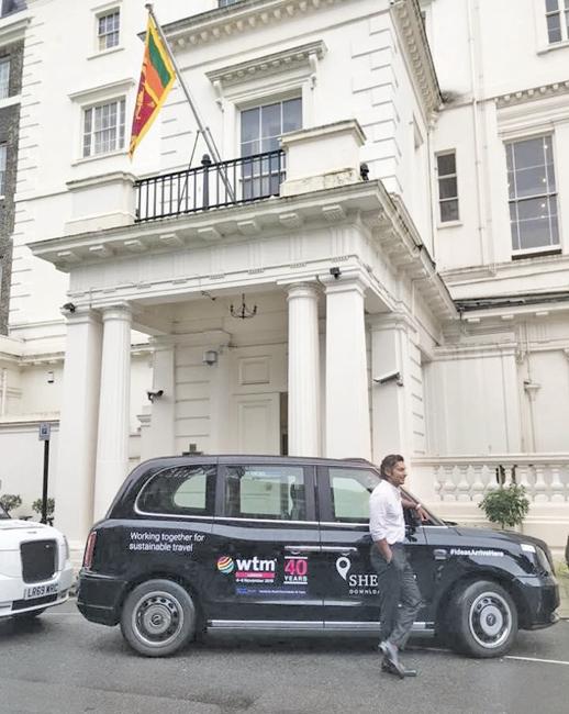 President of the Marylebone Cricket Club, Kumar Sangakkara gives interviews to the media on the revival of Sri Lanka Tourism in London at an event organised by the Sri Lanka Tourism Promotions Bureau last week.  Pic: Courtesy ‘Tourism Sri Lanka Twitter’