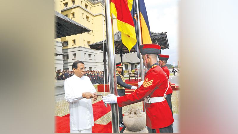 President Maithripala Sirisena at the opening of the newly constructed Army Headquarters. Pic By Rukmal Gamage