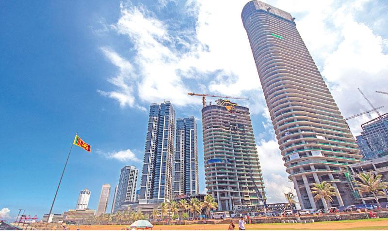 MODERN LOOK: Galle Face Green amidst under-construction skyscrapers   