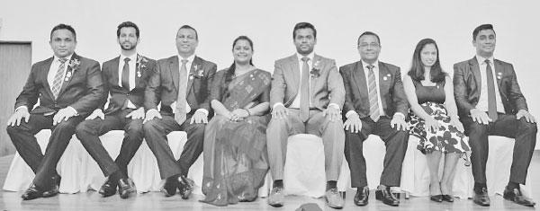 The new executive committee of Ceylinco Life’s Toastmasters Club (from left) Suneth Samarakoon - Treasurer, Dileepa Delwala - Vice President, Deshapriya Vipulatheja - Vice President, Shyamala Devi Arulanandam - President, Chulaka Kumarasinghe - Immediate Past President, Kamal Rupasiri - Vice President, Education, Keshani Samarakoon - Secretary and Nalin Dhanushka - Sergeant-at-Arms.