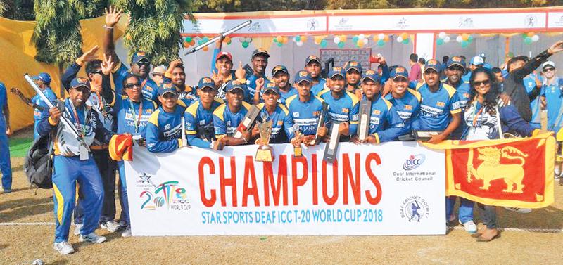 The World Cup champion cricket team consisted of G.L. Malcolm (captain), Sumudu Lanka (vice captain), Sampath Jayasinghe, Lakshan Fernando, Tharindra Deepika Wimalaweera, Shanaka Walgama (wicket-keeper), Chamara Dishan, Asanka Manjula, Udaya Lakmal, Rajitha Asanka, Alenross Kalep, Ushan Lakshitha, Nuwan Hasaranga, Dinuka Sachin and Janaka Tharanga. Officials were Jayalath Aponso (coach), Ushantha Gunartne (coach), Brian de Croose (interpreter), Mohamed Naizer (President – SLDCA), Hemajith Kumara (Secretary 