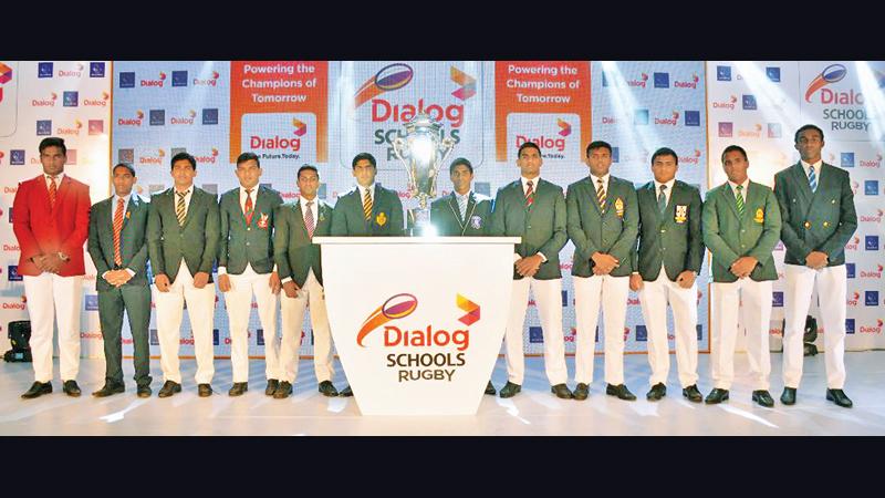 The captains of the schools that will contest the League championship made up of Revanka Abeywardena (S. Thomas’), Yohan Fernando (St. Peter’s), L Gunaratne (Royal), Tehan Karunanayake (Trinity), Arsiri Senaratne (Kingswood), Vishad Jude (Dharmaraja), Manelka Ruberu (Isipathana), Samuel Ogbebor (Wesley), Rashen Gunawardena (St. Joseph’s), Mathish Amerasinghe (St. Anthony’s), Sathsara Kolugampitiya (Vidyartha) and Denuwan Laknanda (Science College) at the tournament’s launch at the BMICH.  Pic: Nissanka de S