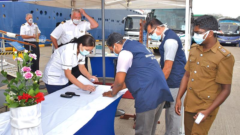 Crew members of vessels anchored at the Colombo Port were scanned before  disembarking.  Pic courtesy - Sri Lanka Ports Authority 