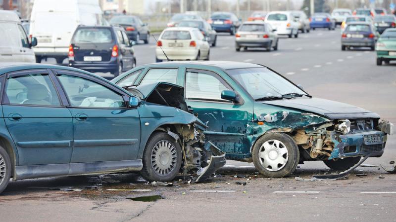 Car crash collision in urban street