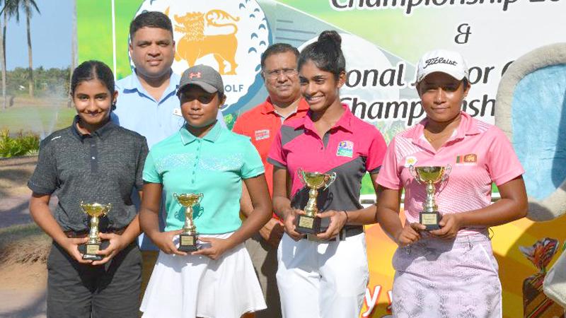 From left: Dhevinka Kanag-Isvaran, Prageeth Kumar Director Of Food & Beverage, F&B Shangri-la Hambantota, Sherin Balasuriya, Sajith Gunaratne Deputy GM Prima Ceylon, Kayla Perera and Taniya Balasuriya pose with their trophies