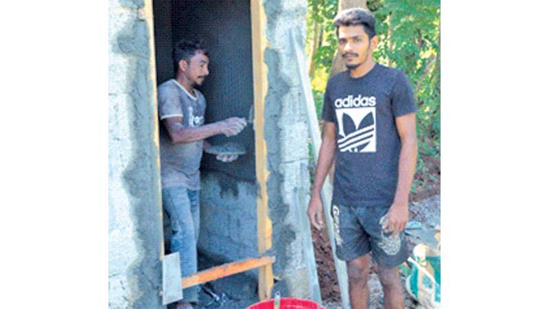 A toilet being built.