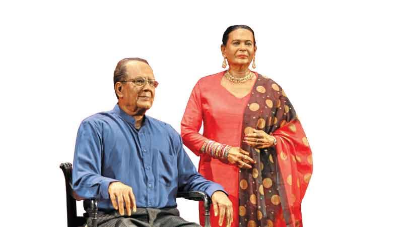 The wax statue of veteran dramatist Namal Weeramuni and his wife Malini Weeramuni at the Ancient Technology Museum - Polonnaruwa. The wax statue designed and crafted by Anura Herath.  