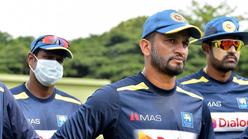 Sri Lanka cricketers Angelo Mathews, Dimuth Karunaratne and Thisara Perera come together at a practice session in the hills of Pallekele, Kandy in preparation for what lies ahead
