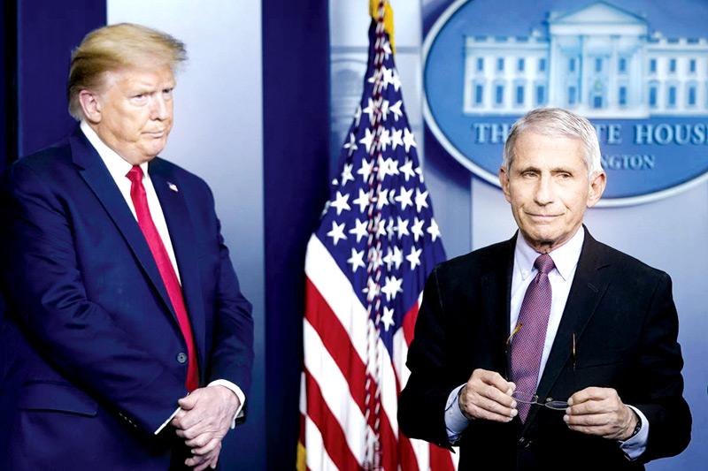 Dr. Anthony Fauci in conversation with US President Donald Trump