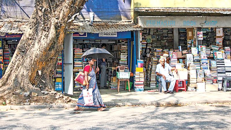 An array of bookshops along  D.R. Wijewardene Mawatha 